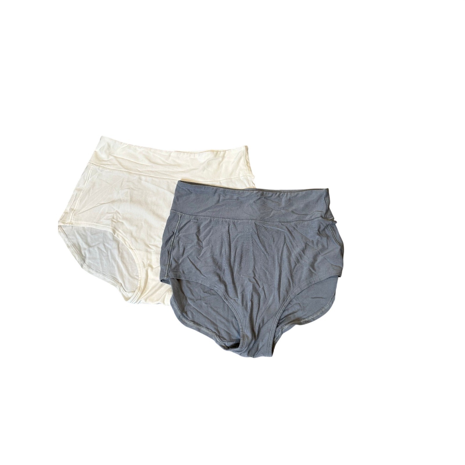 NWOT Bodily All-In Panty High Waisted Underwear Set Ivory Grey Micromodal Size M