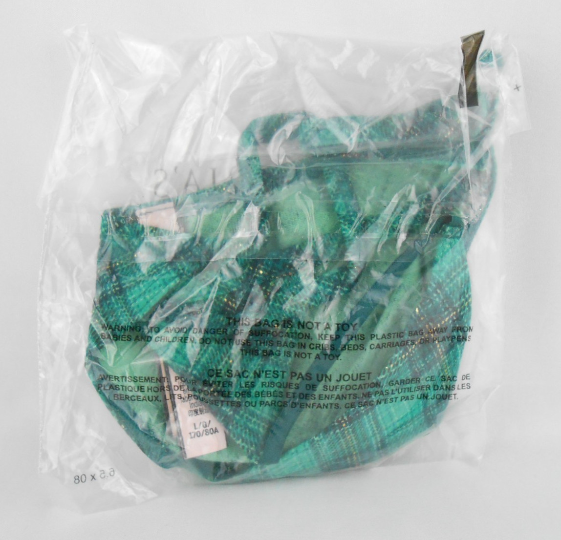 New Victorias Secret Womens L Green Plaid Stretch V String Thong Panty Underwear