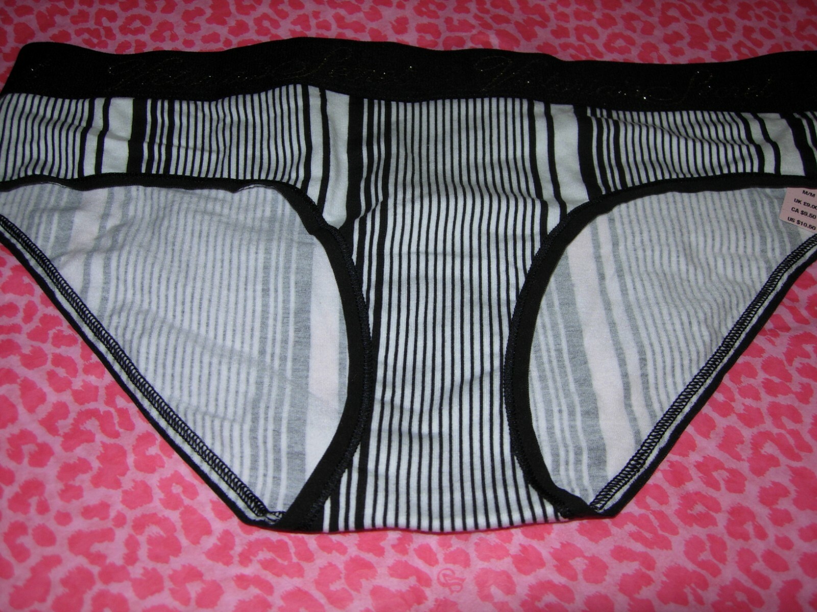 Victoria’s Secret VS SEXY LOGO Hiphugger Classic B &W Pinstripe Iconic S NWT
