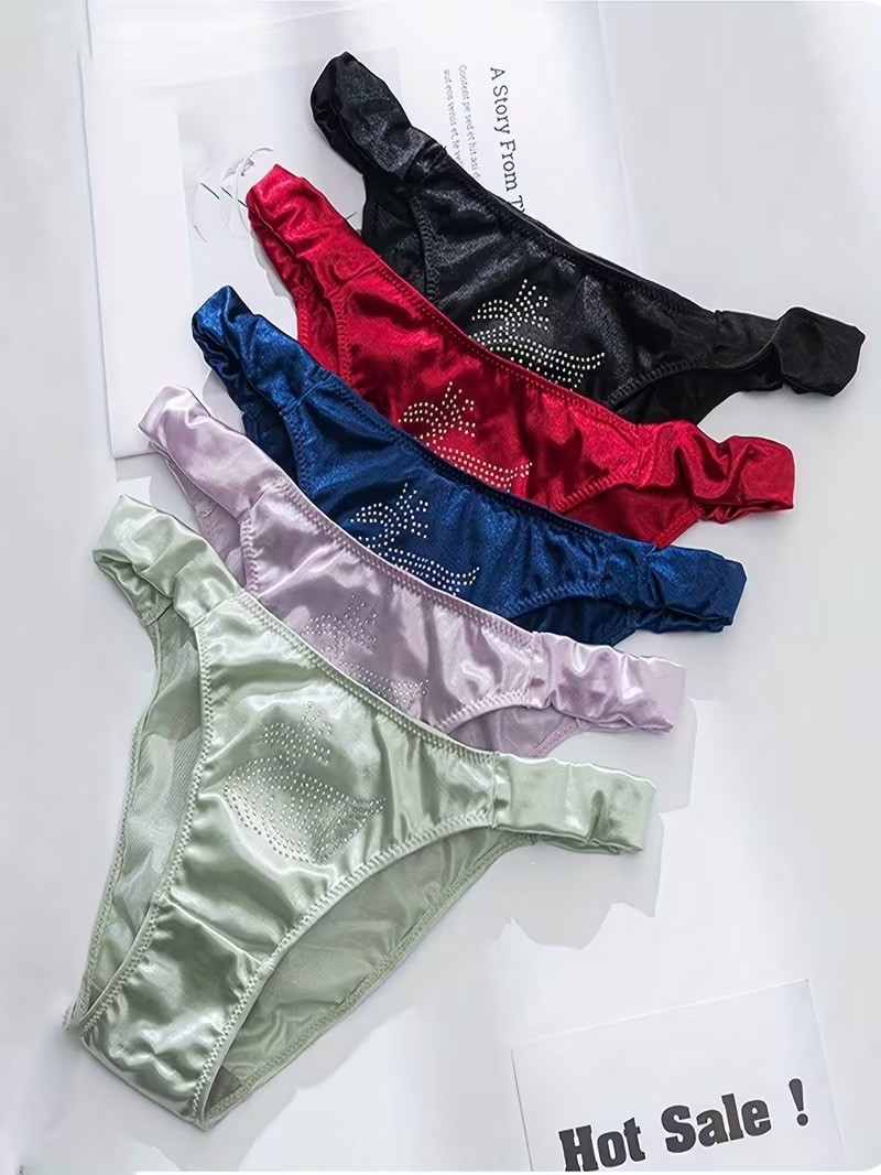Sexy SS Satin Rhinestone Bikini Panties Size X – Large NWOT Choose From 5 Colors
