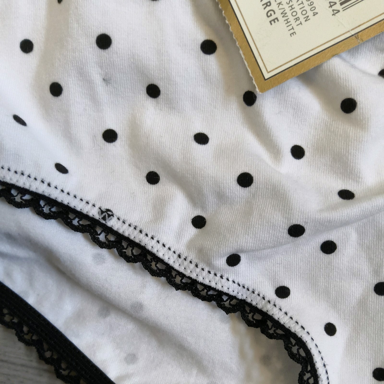 BNWT Vintage La Senza Black & White Dalmation Spot Shorts Style Panties Sz Large