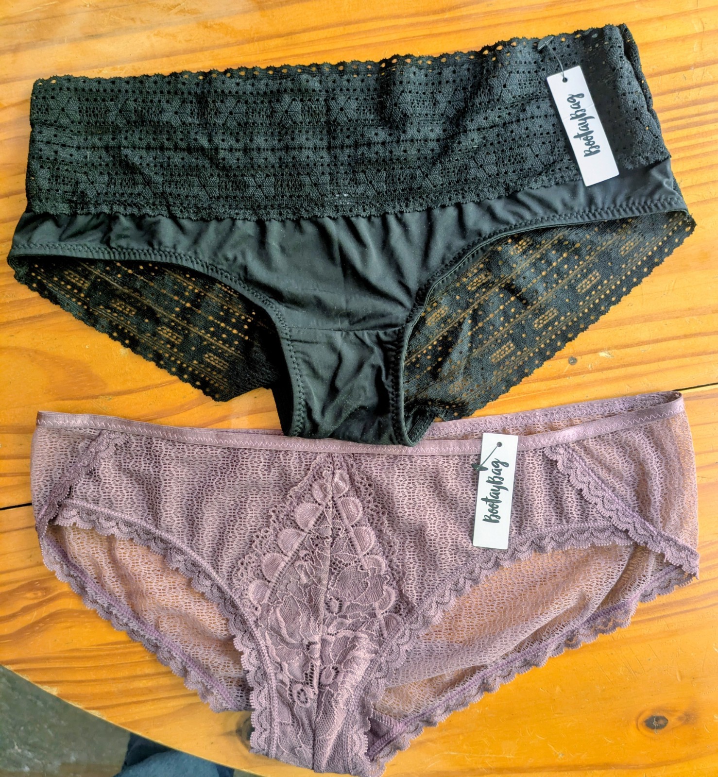 2 NWT Bootay Bag Brand Medium Sized Women’s Underwear Panties Black And Purple