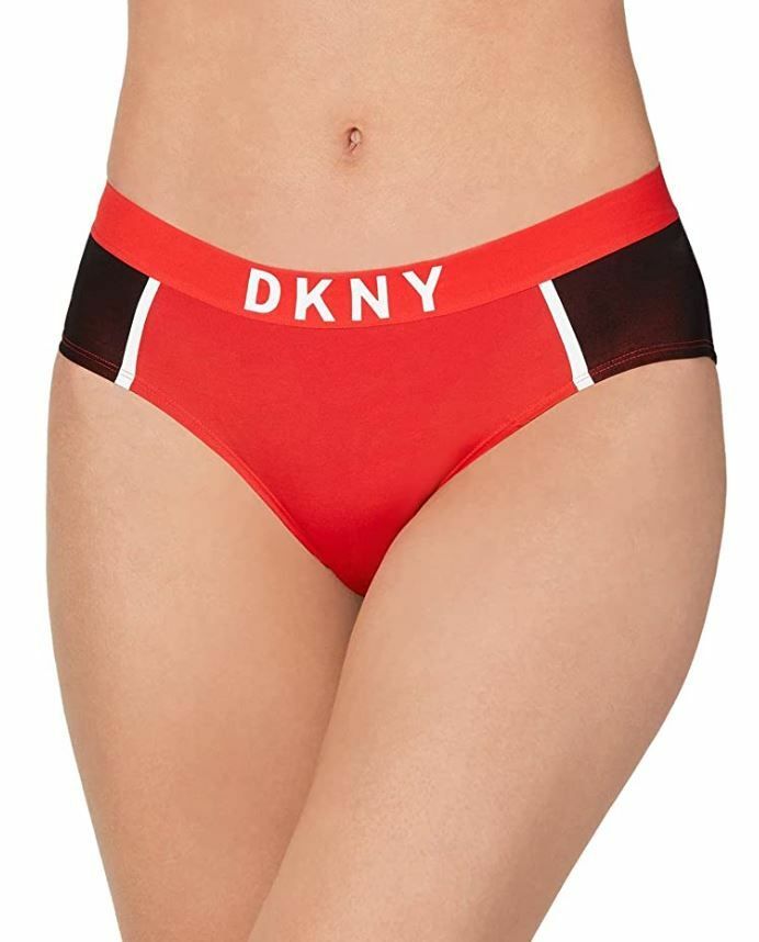 NWT DKNY DK5005 “Cherry Racing” Cotton Blend Graphic Logo Boyshorts, Black / Red