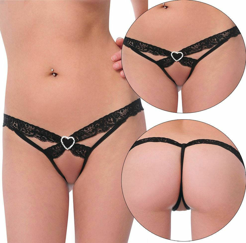 Rhinestones HEARTS Valentines Day Love Gstring Thong Sexy Lingerie Underwear USA