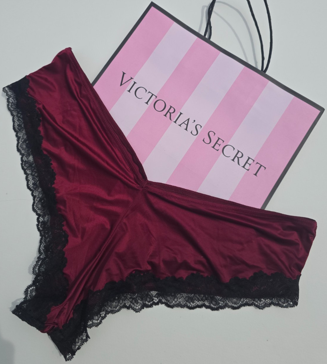 Victoria’s Secret Very Sexy Rose Lace-Trim High-Leg Cheeky Panty Sangria Red XL