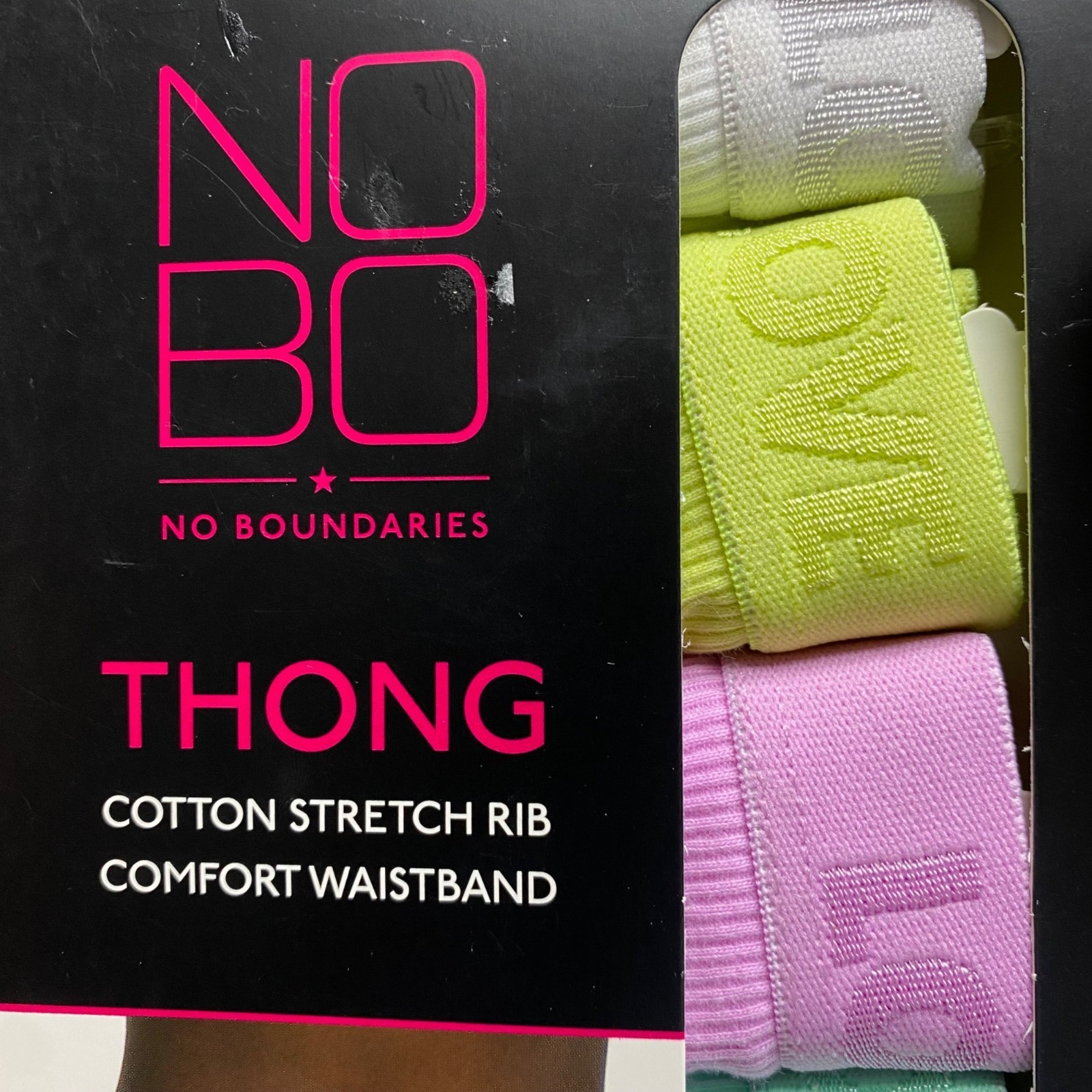 No Boundaries Womens 5-Pack Thong Underwear Stretch Rib Comfort Waistband XS NIB