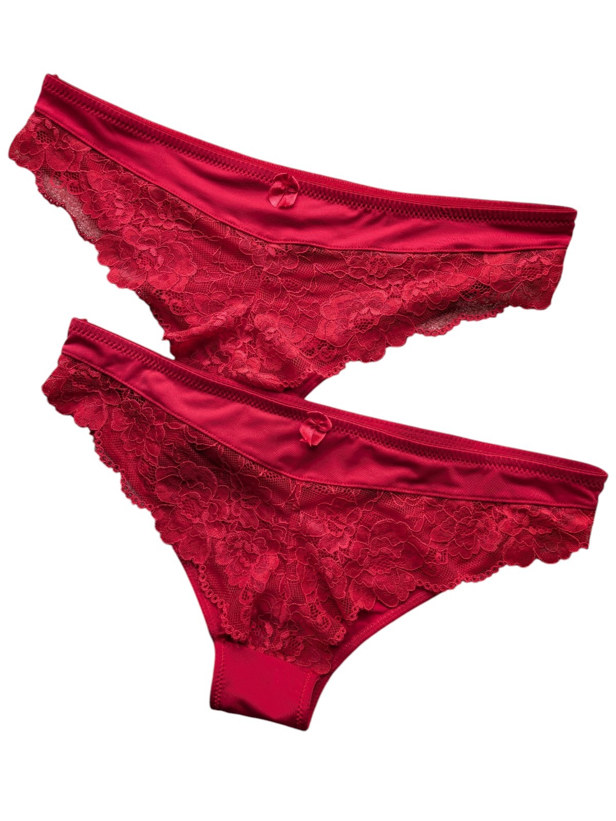 Women’s Red Briefs Semi Sheer Lace Panel Bikini Fit Knickers UK Sizes 10-24