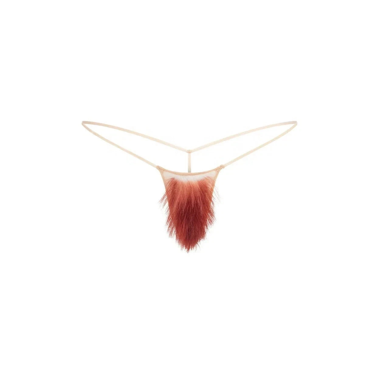 SKIMS Faux Hair Micro String Thong – Clay Ginger Straight, Size S, New In Hand