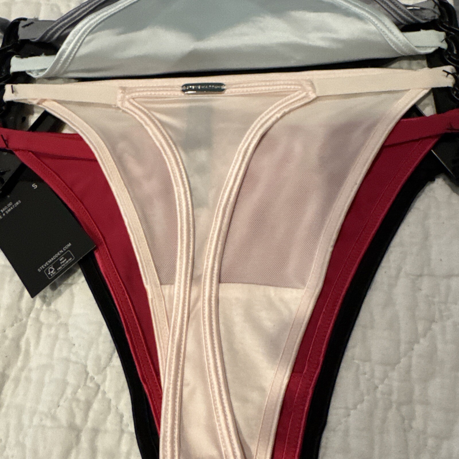 Steve Madden Thong Panties 5 Pack Underwear Size Small Lingerie Sparkle & Shine