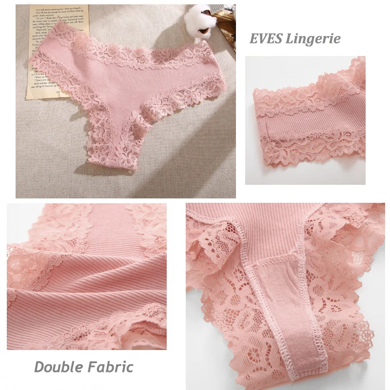 Cotton Lace Panties Women’s Low Waist Brazilian Bikini Briefs Soft 10 Pcs