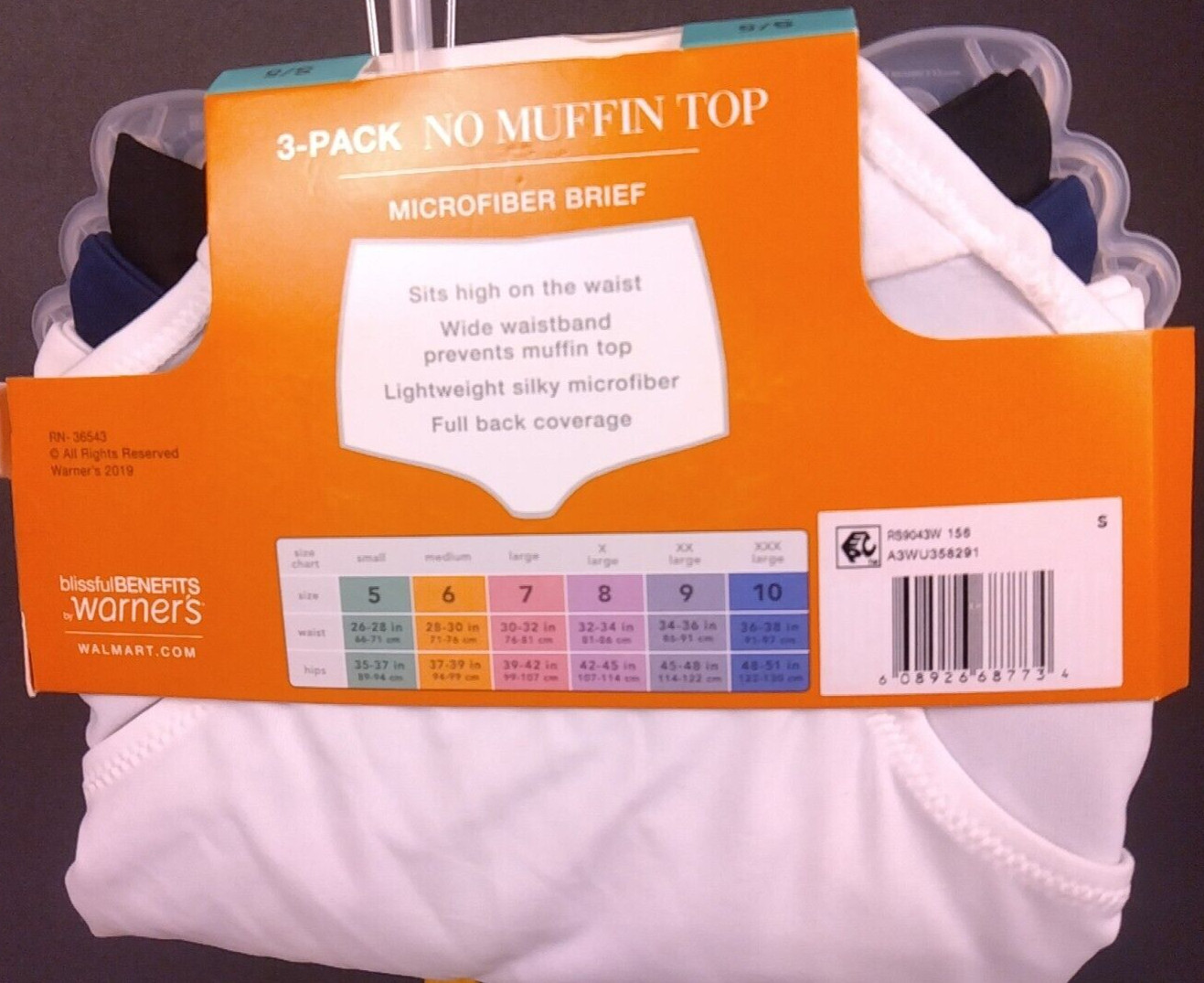Blissful Benefits No Muffin Top Solid Microfiber Briefs Size S5 – New. (64)