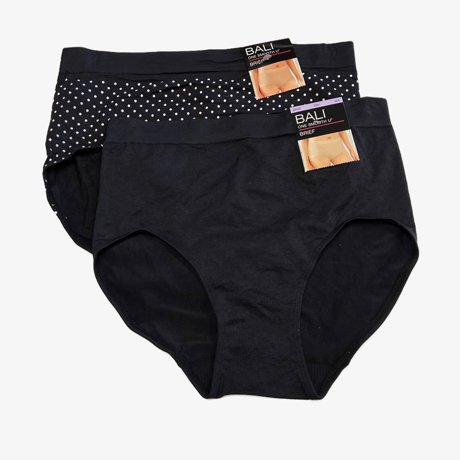 Bali One Smooth U Brief Panty M Size 6 MEDIUM NWT 2361 Underwear 2 PACK Panties
