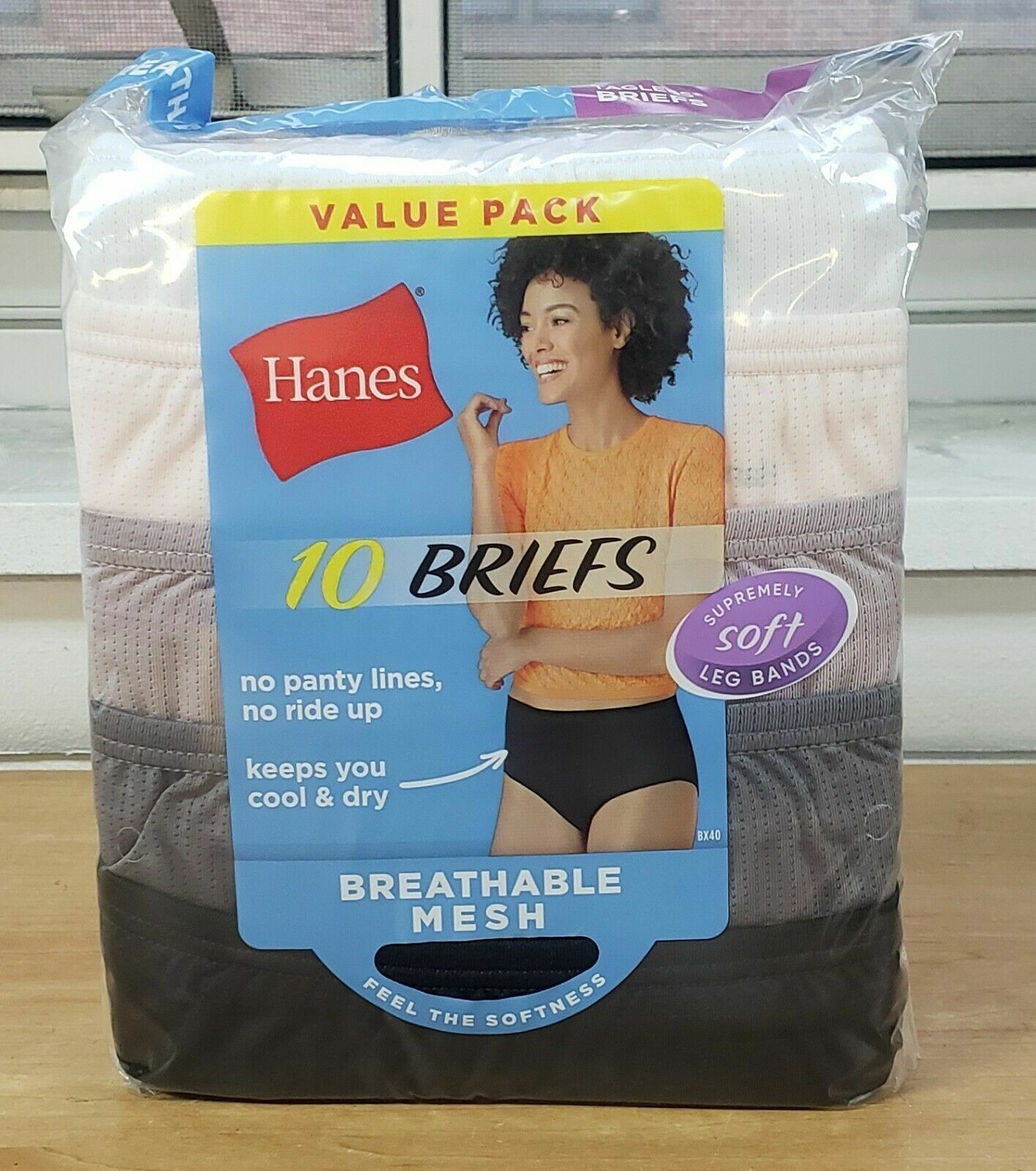 HANES WOMENS BREATHABLE MESH BRIEF UNDERWEAR 10 PACK, ASSORTED COLORS, 8 *NEW