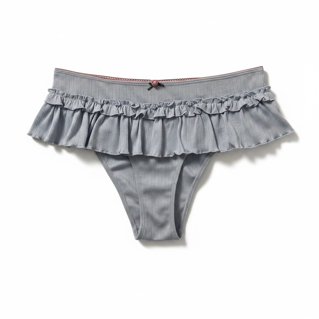 NWT Anthropologie Lyrebird Pointelle Ruffle Bikini Briefs Women’s S Blue Rosette