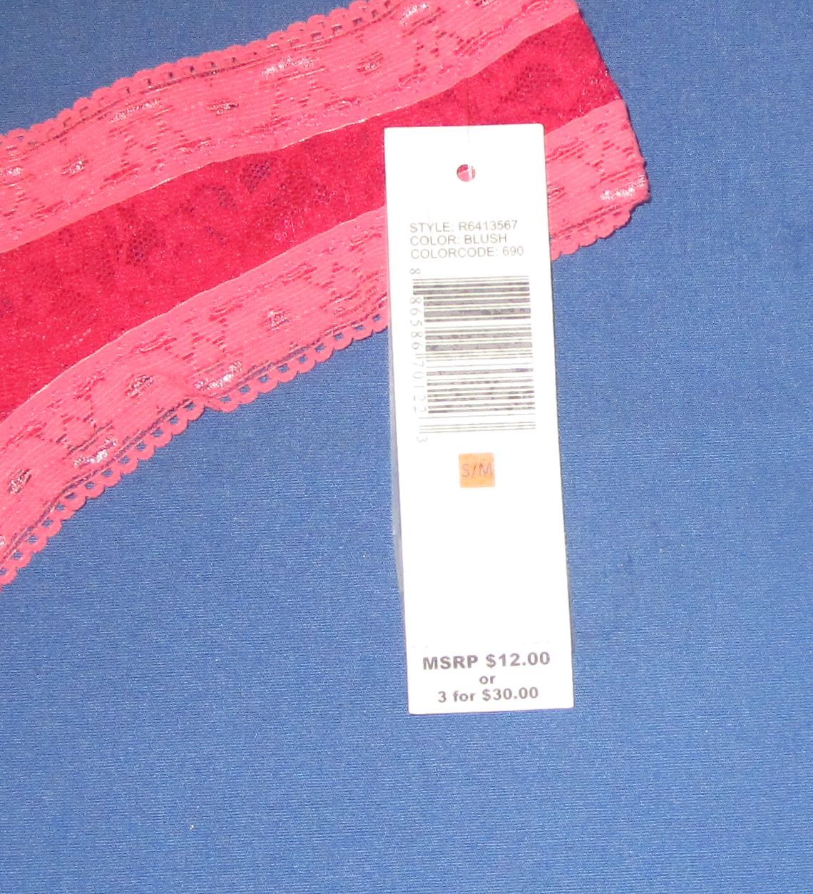 KENSIE~SMALL MEDIUM~Blush Mattie Floral Lace Low Rise Thong Panty R6413567