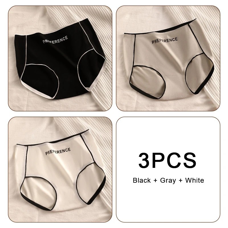 3PCS ropa interior mujer algodón cómoda sin costuras cintura alta