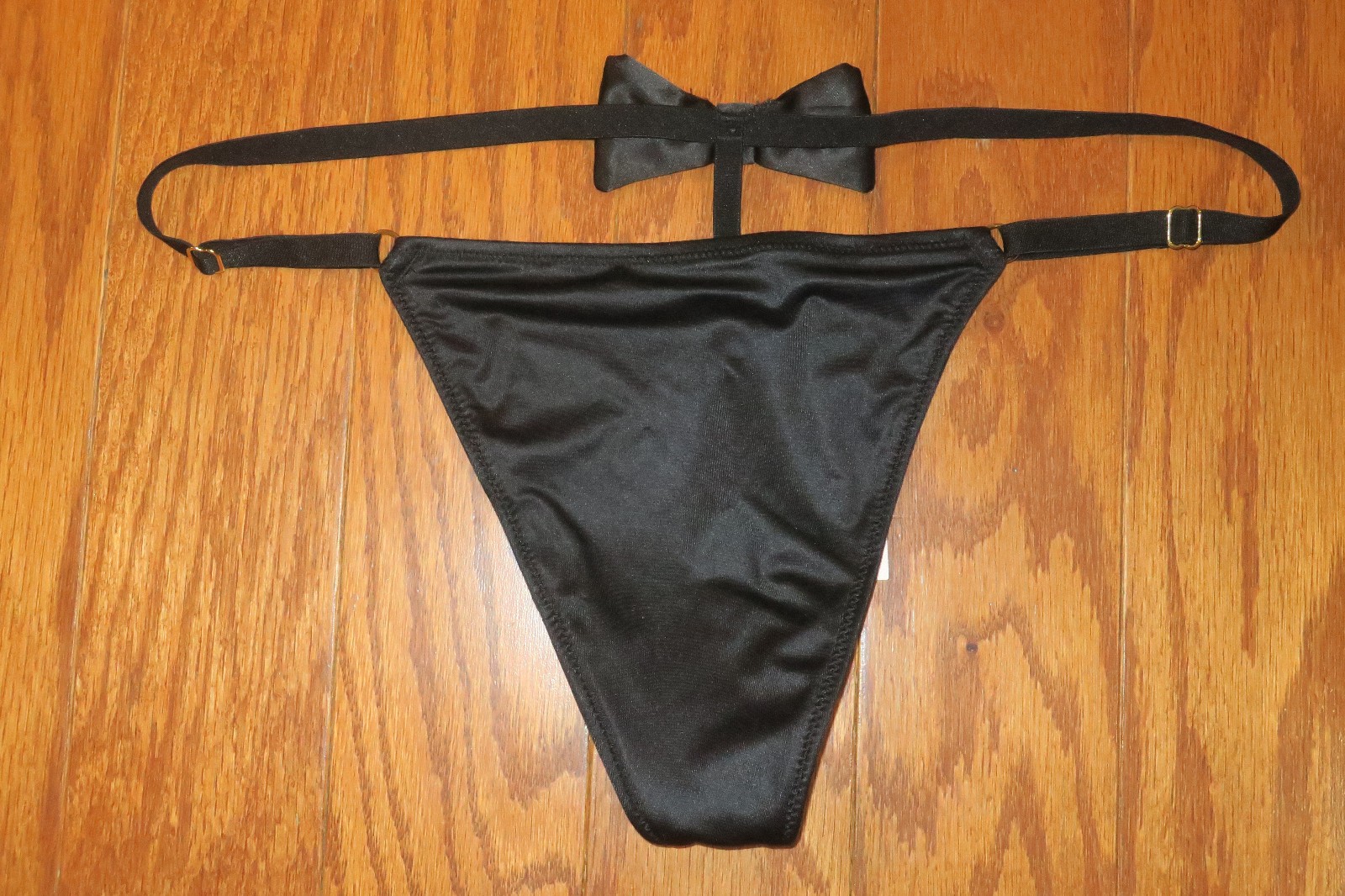 XL ❤️ Victoria’s Secret ❤️ Black VERY SEXY Satin G V-STRING Thong PANTIES ADJUST