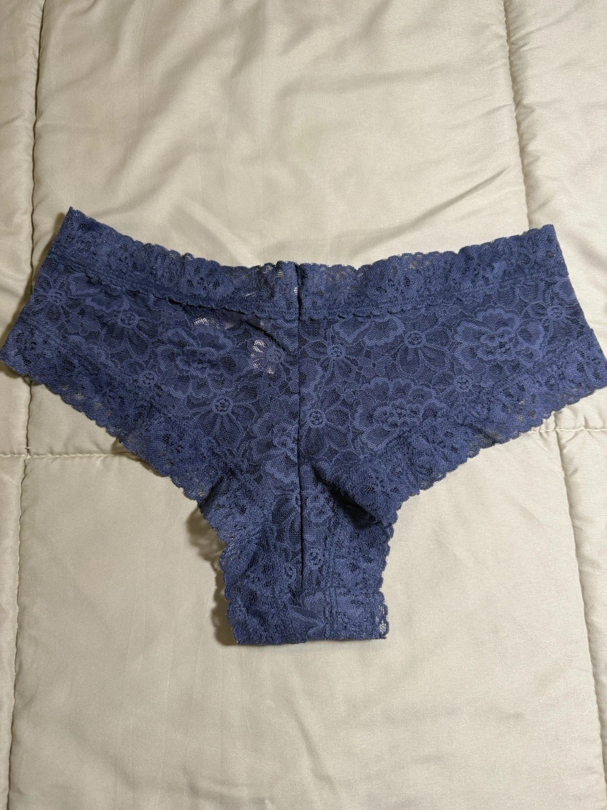 Victoria’s Secret Hipster Panties L Blue Lace Floral Stretch Polyamide Elastane