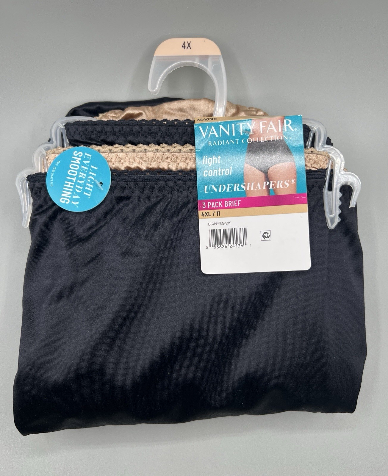 3-Pack VANITY FAIR Radiant Women’s 4XL Undershapers Satin Briefs Light Control