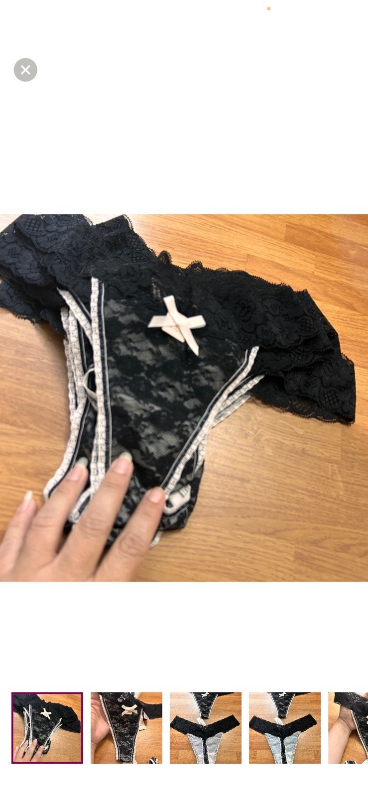 La SENZA Black Lace Panties with White Bow 3-Pack size S