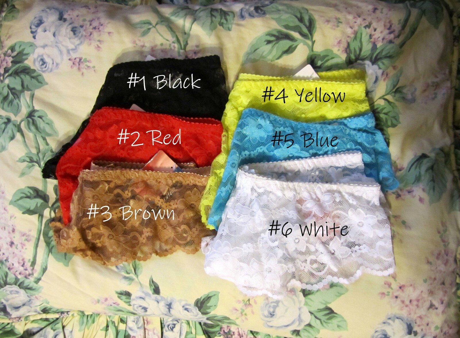 Sophia Lace Bikini Panties X-Large *COLOR CHOICE* Floral & Star