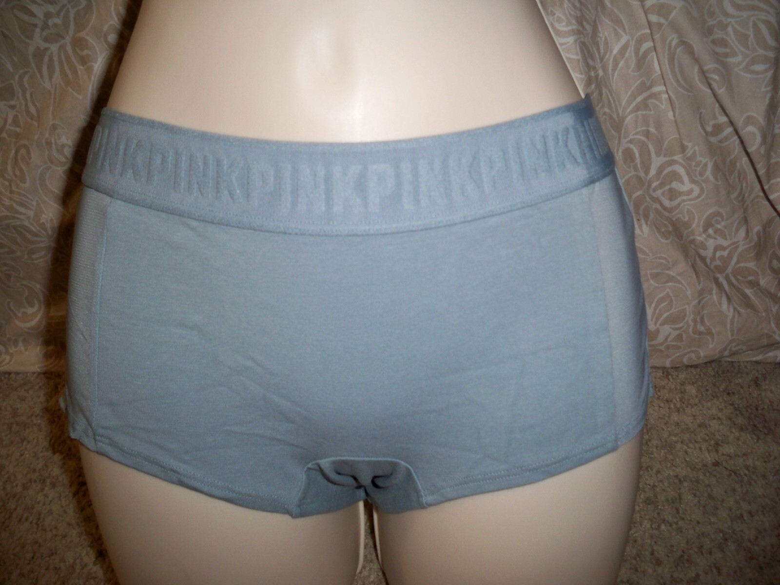 VICTORIAS SECRET HOLIDAY BOYSHORT LARGE MESH PANEL SNOWFLAKE BLUE