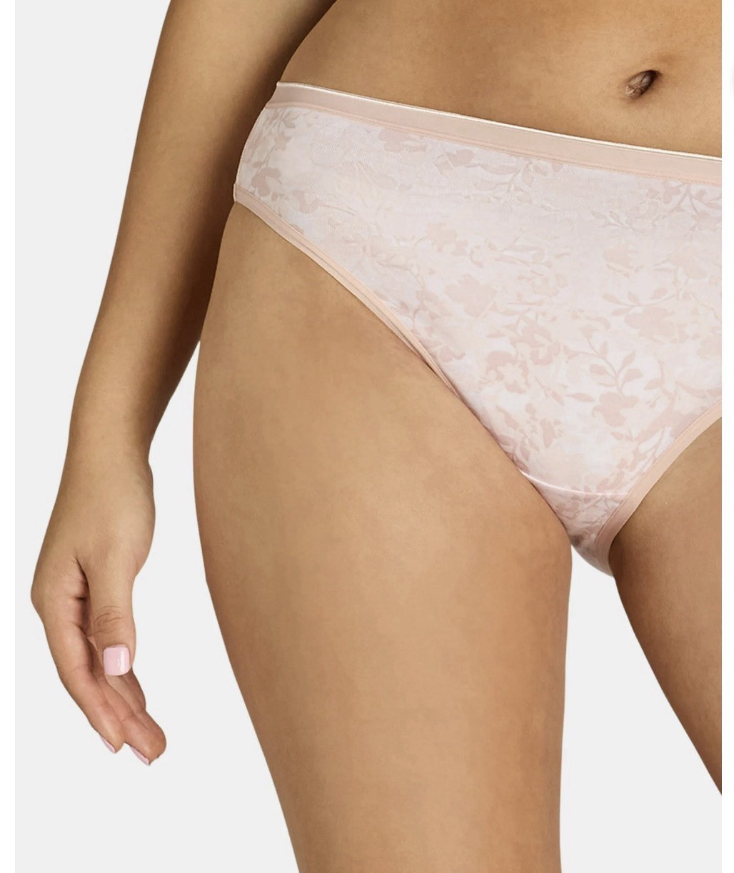 Joyspun Women’s Cotton-Blend Hi-Cut Bikini Panties, 6-Pack, Sizes S-XXXL