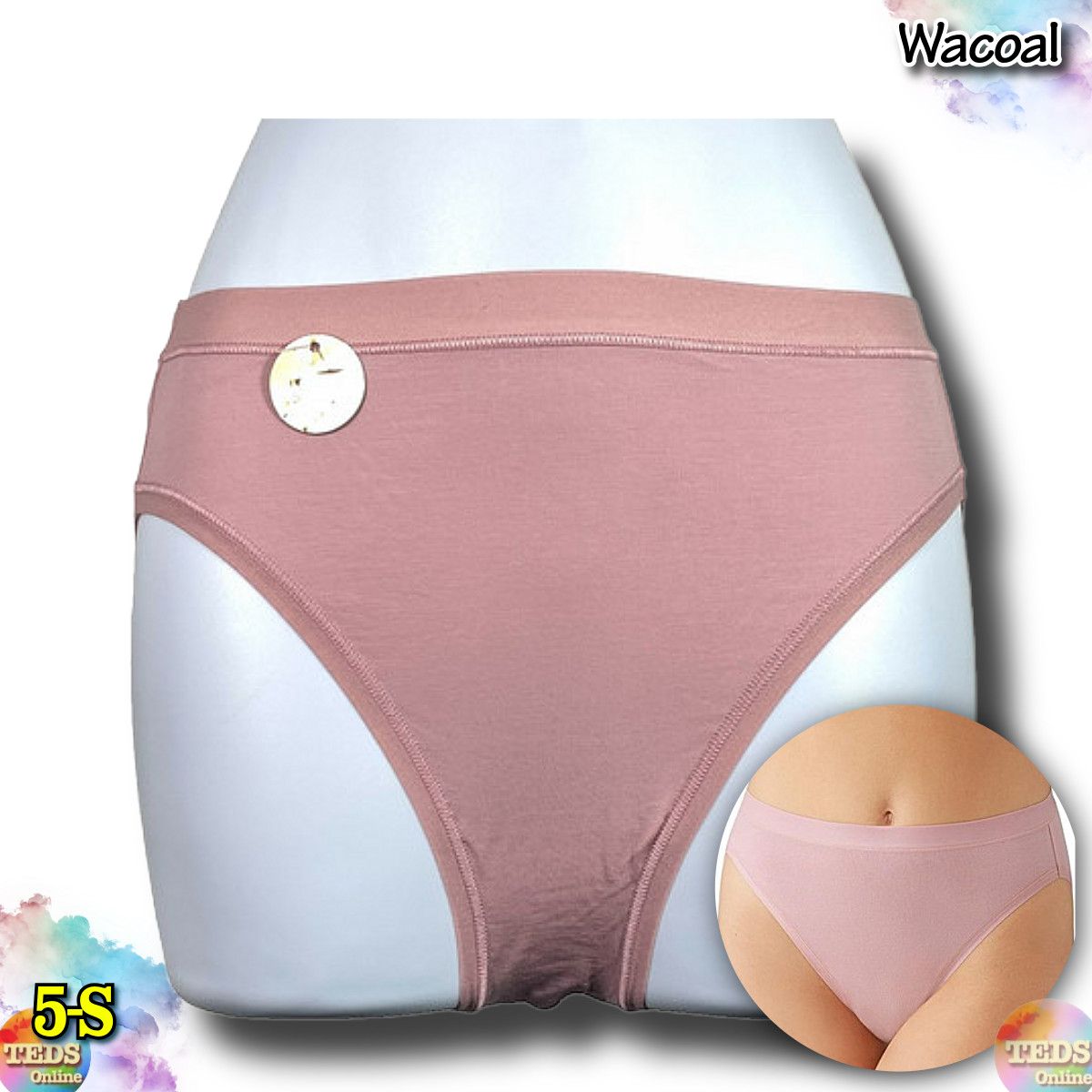 NWOT Wacoal Women’s 5-S Understated Cotton Hi-Cut Underwear 879362 Pink