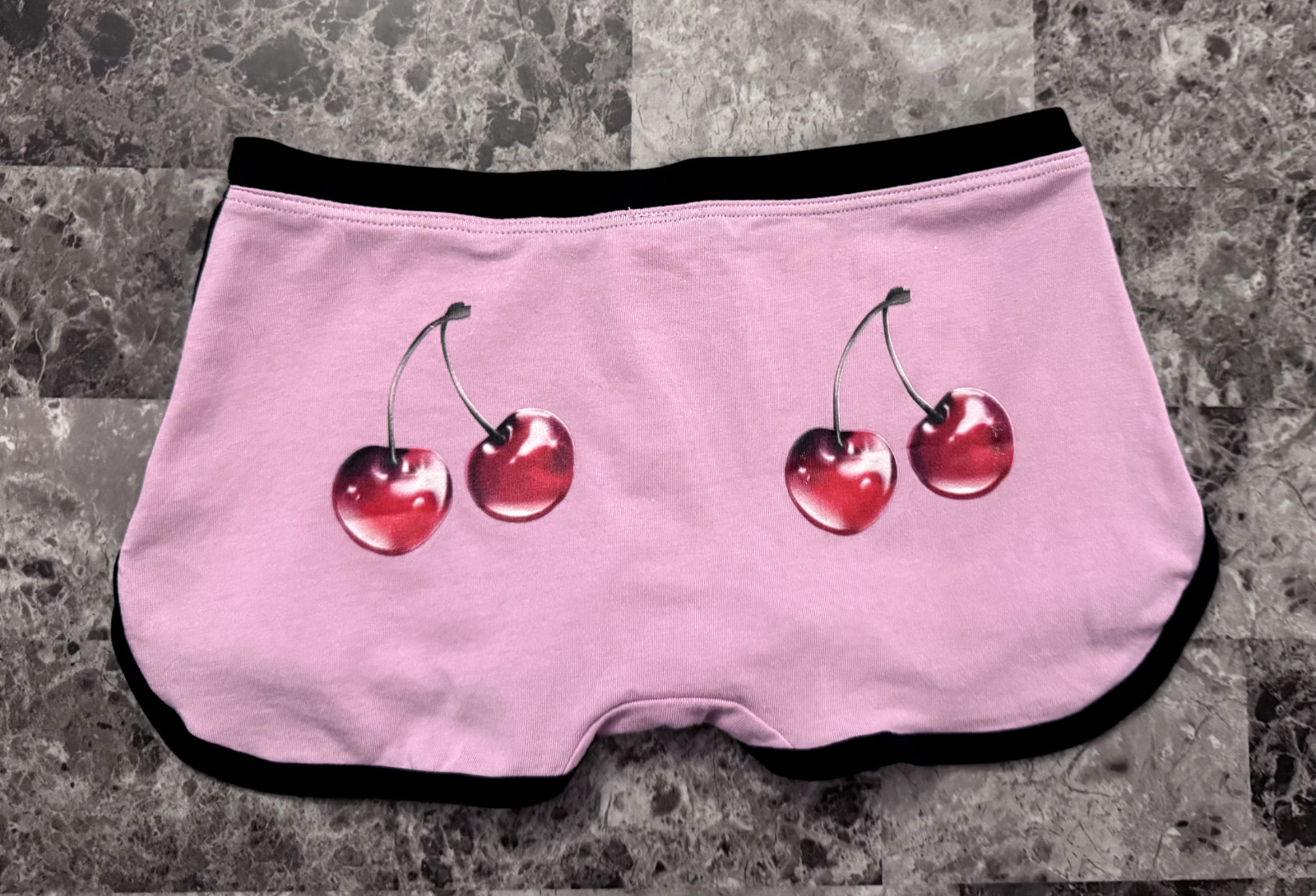 NWT VICTORIA’S SECRET PINK RED CHERRY BACK CURVED HEM DORM BOYSHORT PANTIES