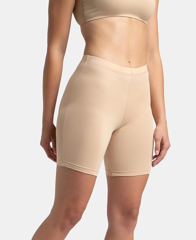Jockey 1529 Women’s Cotton Elastane Mid Waist Shorties | High Coverage Stretch