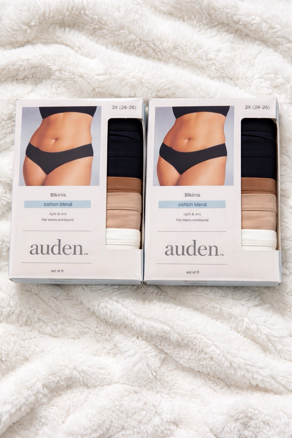 Auden Bikini Underwear 2 Pack (12 Pairs Total) Cotton Blend 3X 24-26 NWT