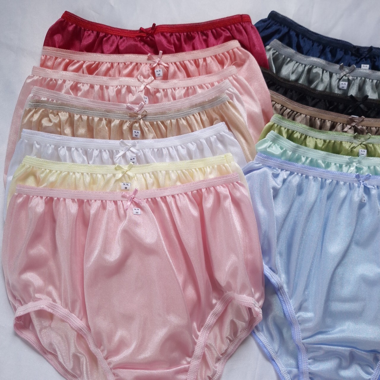 7pcs Colorful Size M Light Underwear Nylon Silky Soft Slip Panties Waist 30″-36″
