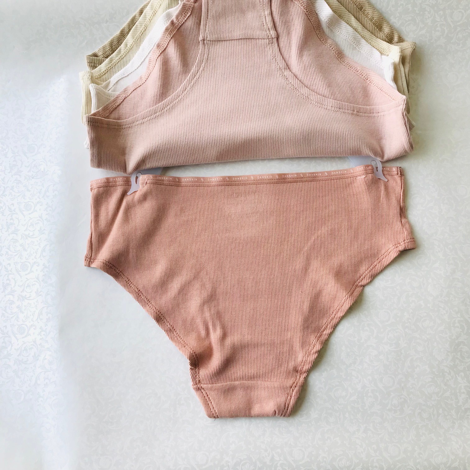 Danskin Intimates, Organic Cotton 95% Bikinis Panties , 5 Pack , Size : L