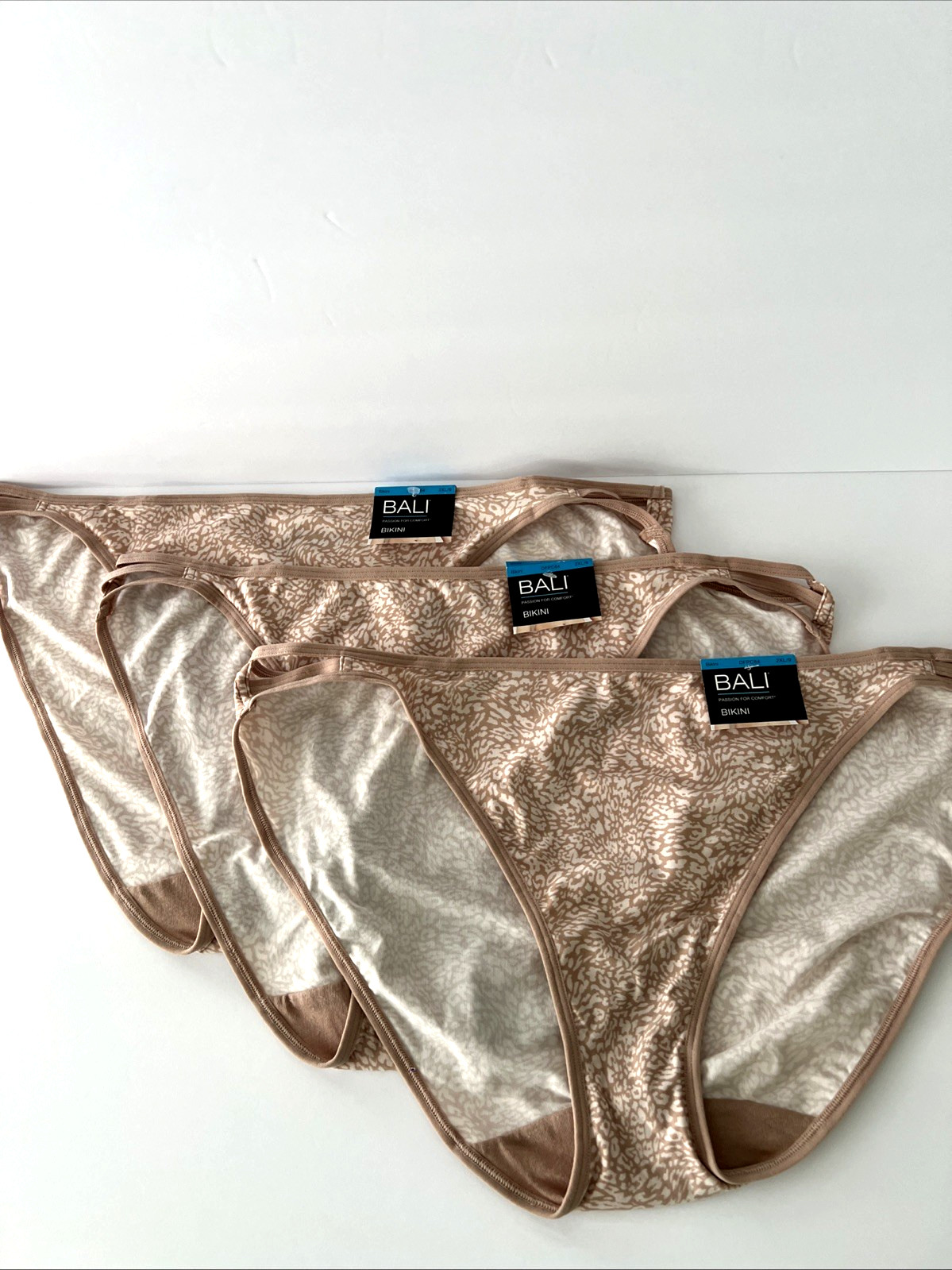 NEW Bali 3 Pairs Passion For Comfort String Bikini Panties 2XL/9 Multi-Color