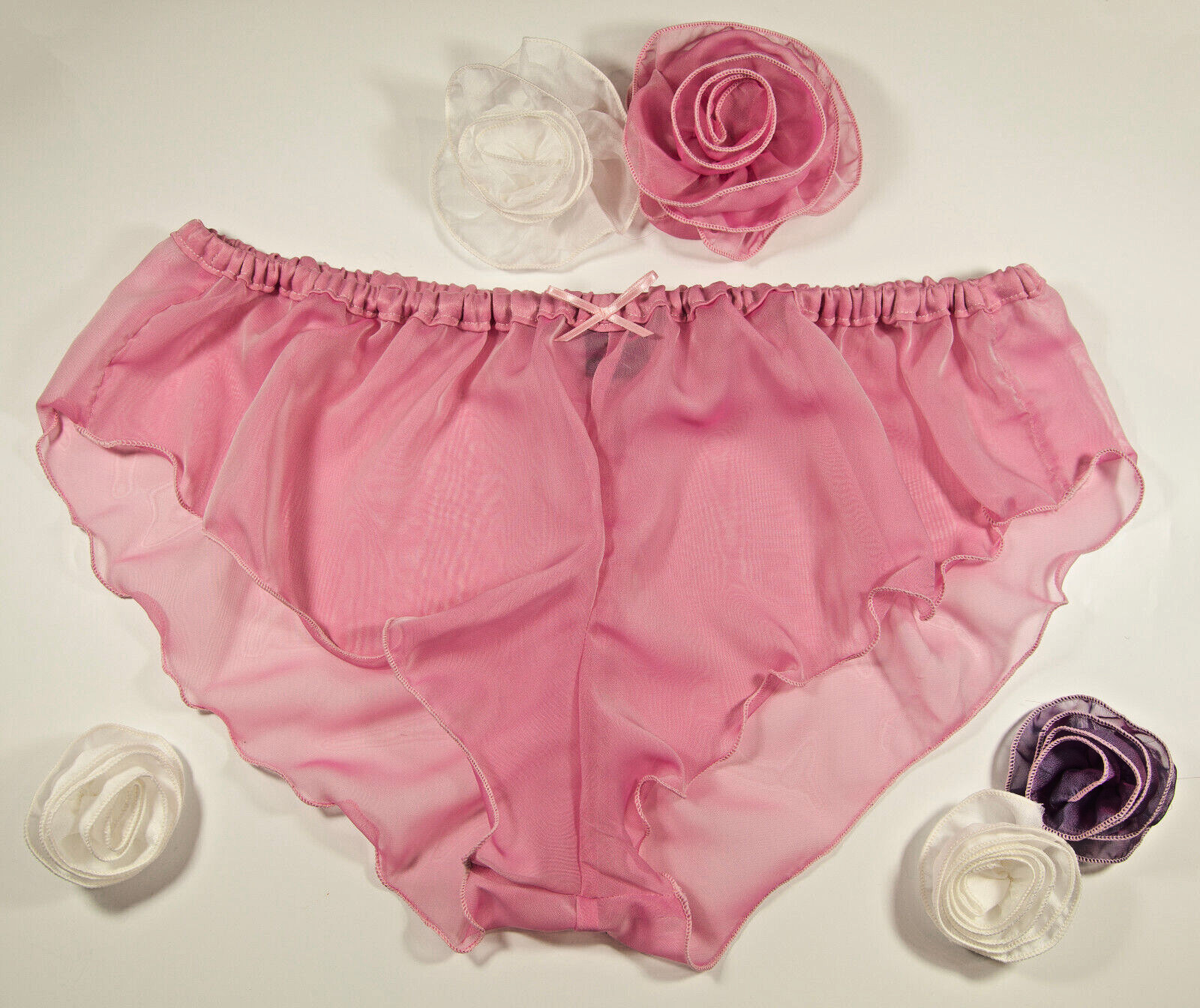 French Knickers Sheer Chiffon See through sexy lingerie panties ivory purple +