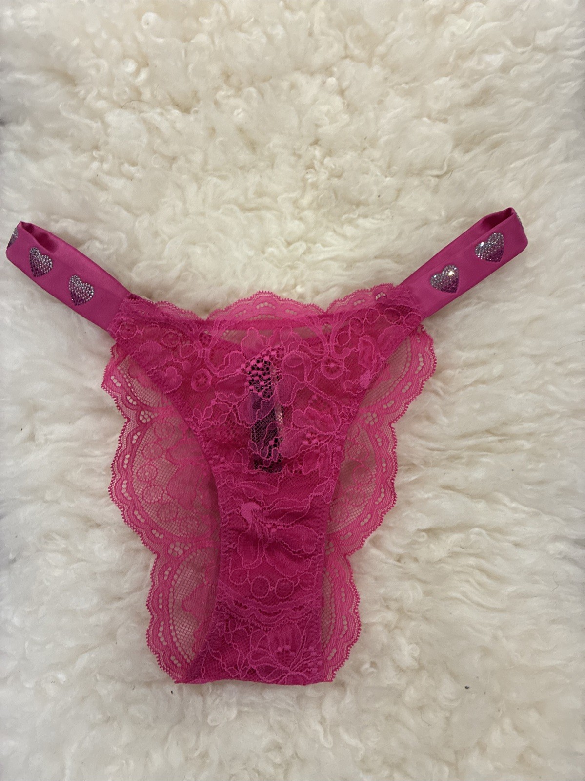 New Victoria Secret Panty (XL) Sexy Bling Lace Cheeky Valentine Lingerie NWT