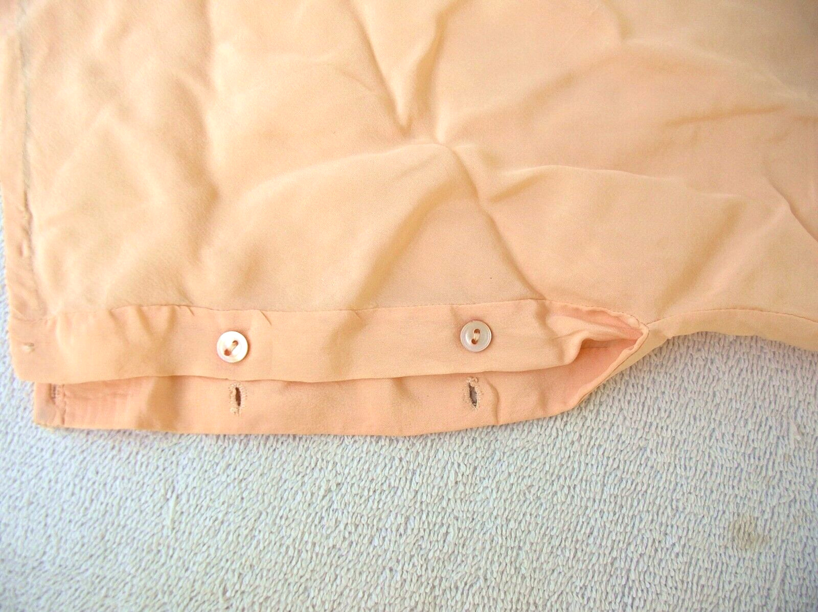 Art Deco Flapper Silk/Satin Lace Trim, side button, Under garment Peach Ecru #A