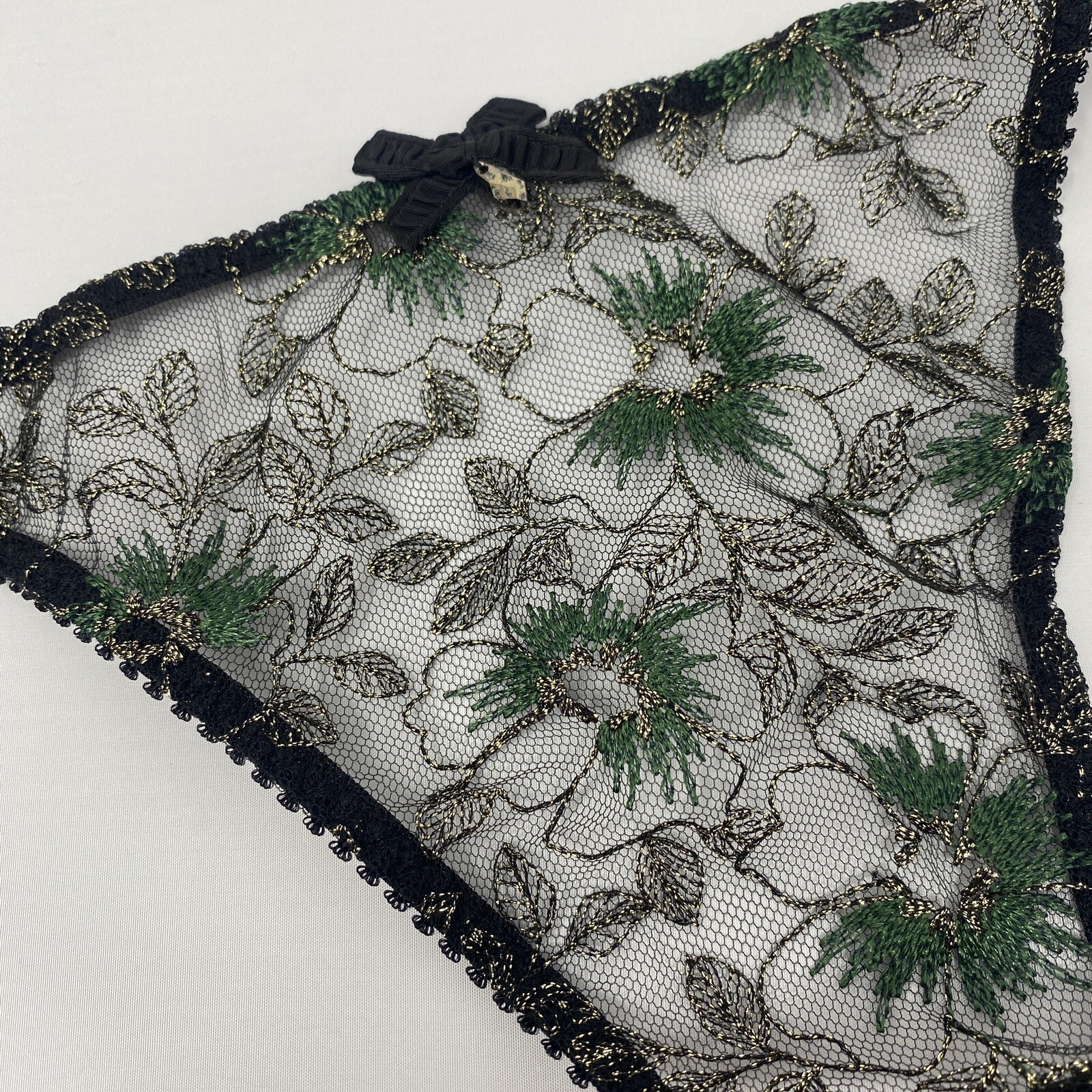 Agent Provocateur Castalia Black Green Gold Thong AP5 Extra Large NWT