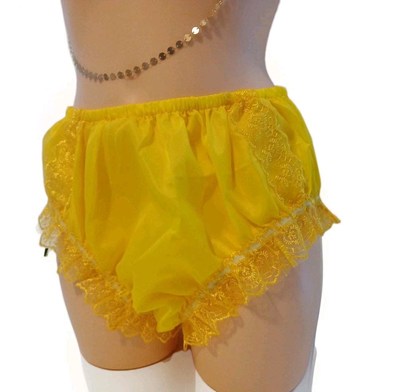 Yellow Nylon Knickers, Beautifully Handmade, Small to 3XL Unisex Briefs, Pantie