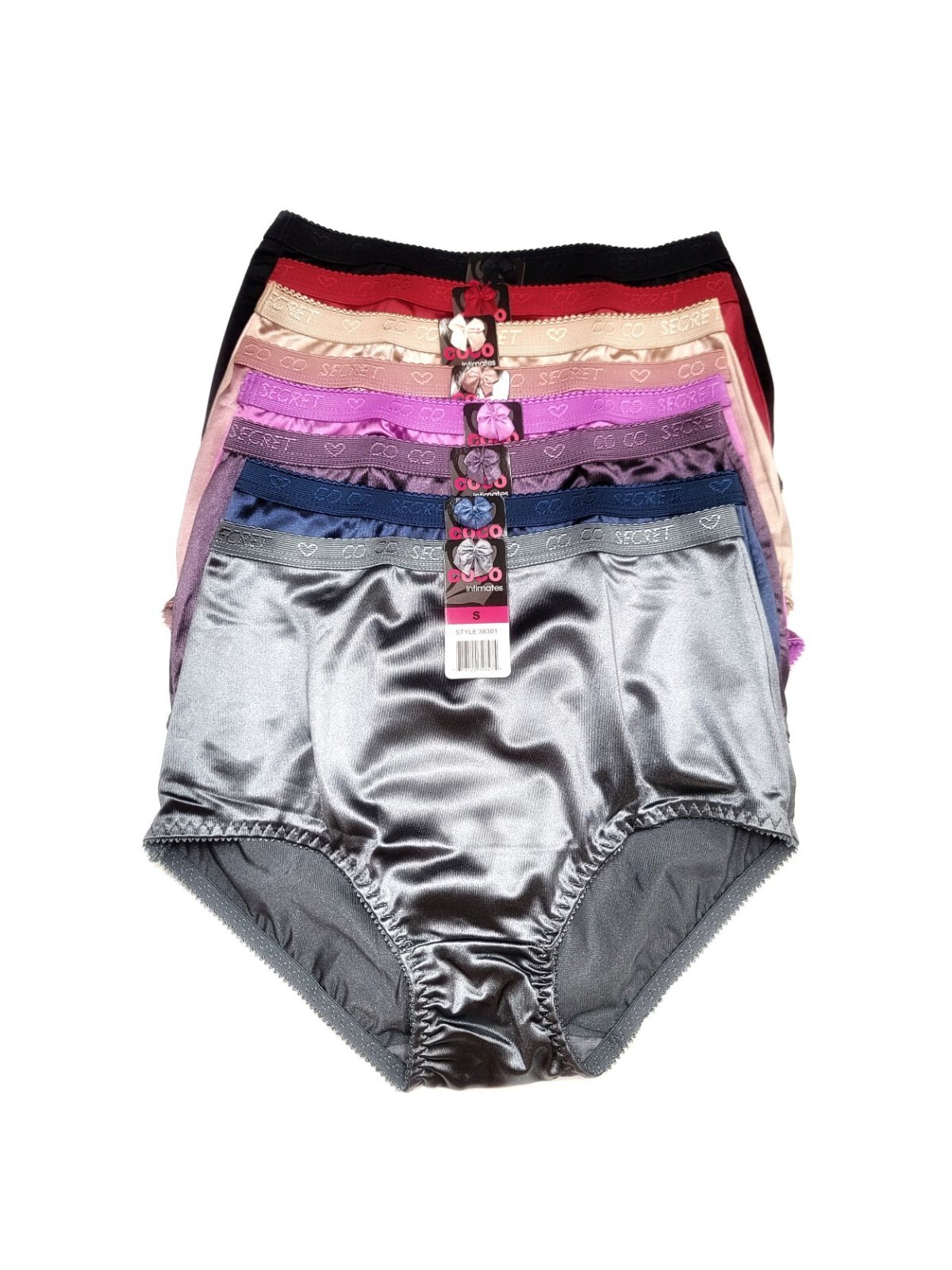 3 6 Women High Waist Full Coverage Shiny Smooth Silky Satin Brief Panties Undies