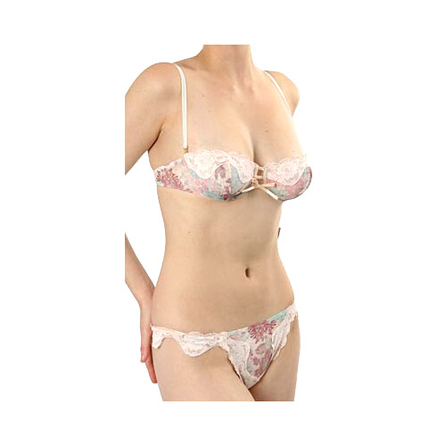 Valentino Intimate Floral Mesh/Peach Lace Collection High Leg Brief
