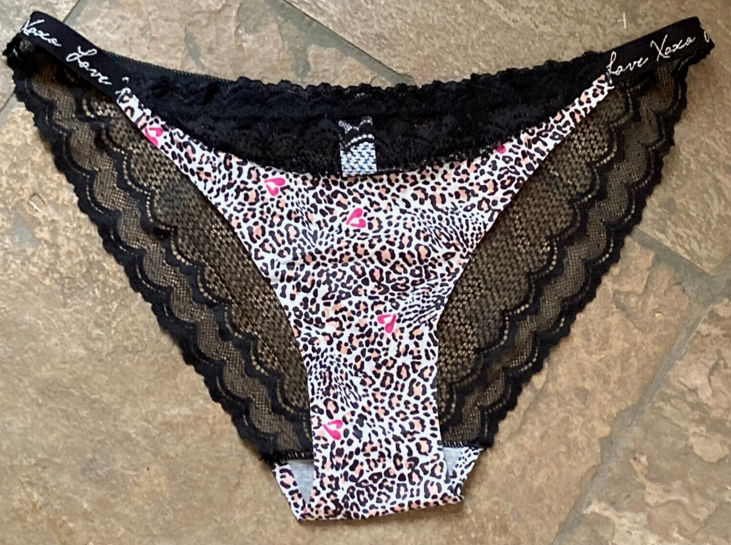 223 Silky CHEETAH Heart Print 10/3XL RIO String Bikini Panty Sheer Back #SR75