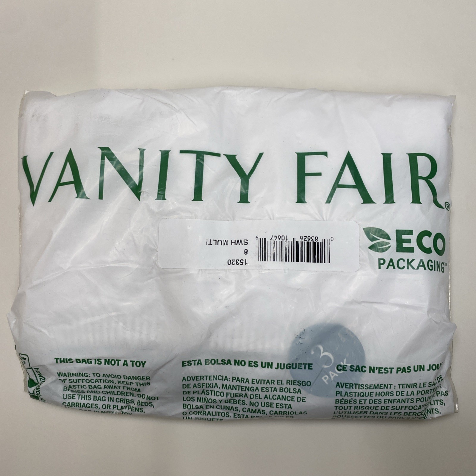 Vanity Fair Perfectly Yours Cotton Brief 3 Pack 15320 Size XL White
