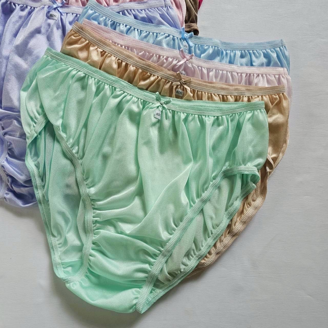 12 Big Bikini Underwear Nylon Woman Panties Soft Smooth Briefs Mid-Waist/Mix/2XL