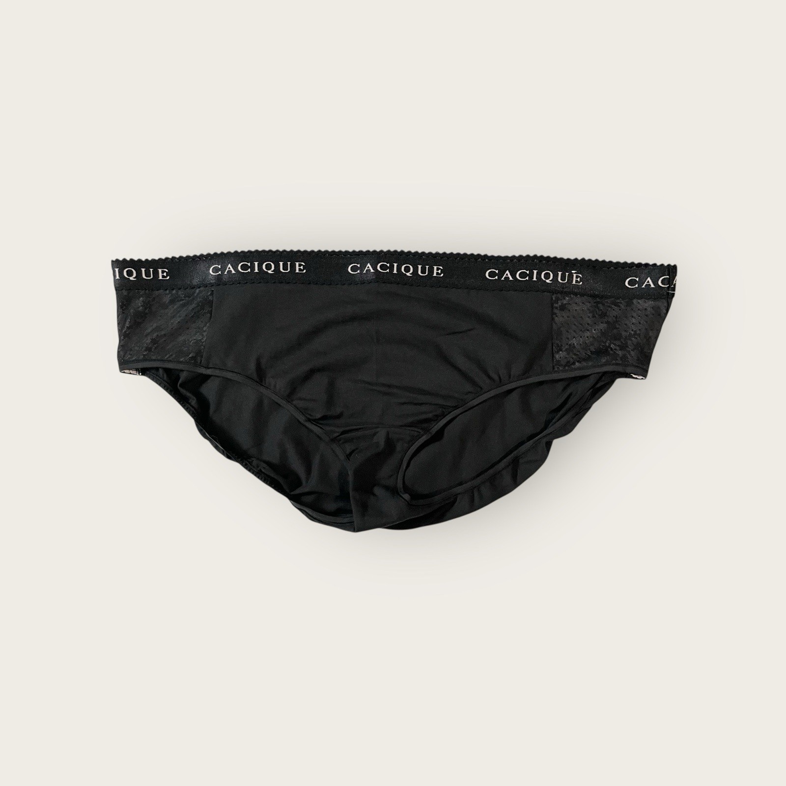 Lane Bryant Cacique Cotton Hipster Panty w/ Lace Wide Waistband 26/28 Black