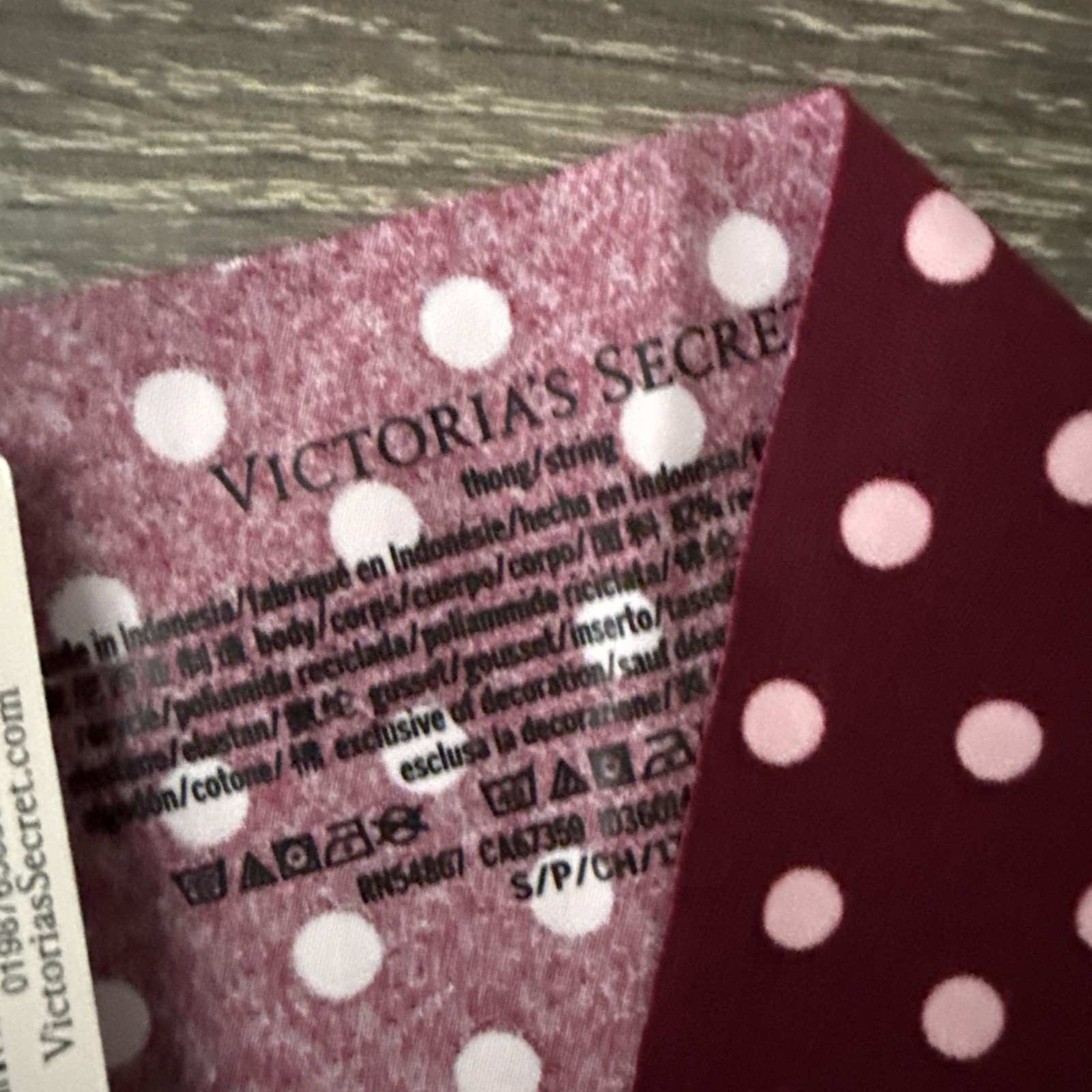 Victoria’s Secret Small, Maroon Polkadot No-Show Thong Panties