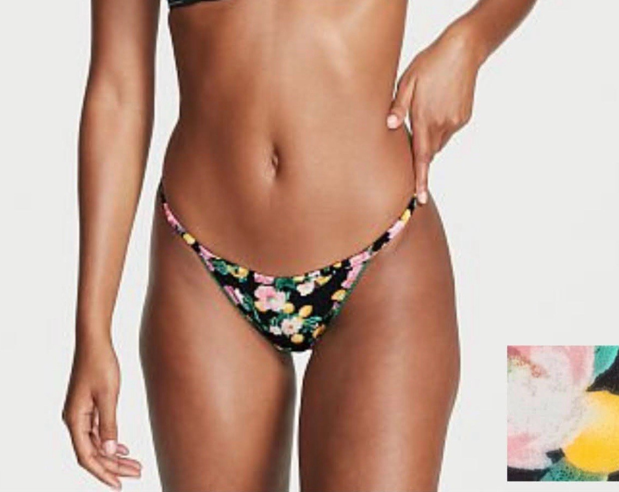 VICTORIA’S SECRET Satin Lace V-String Thong Panty Size XL Black Lemoncello Thong