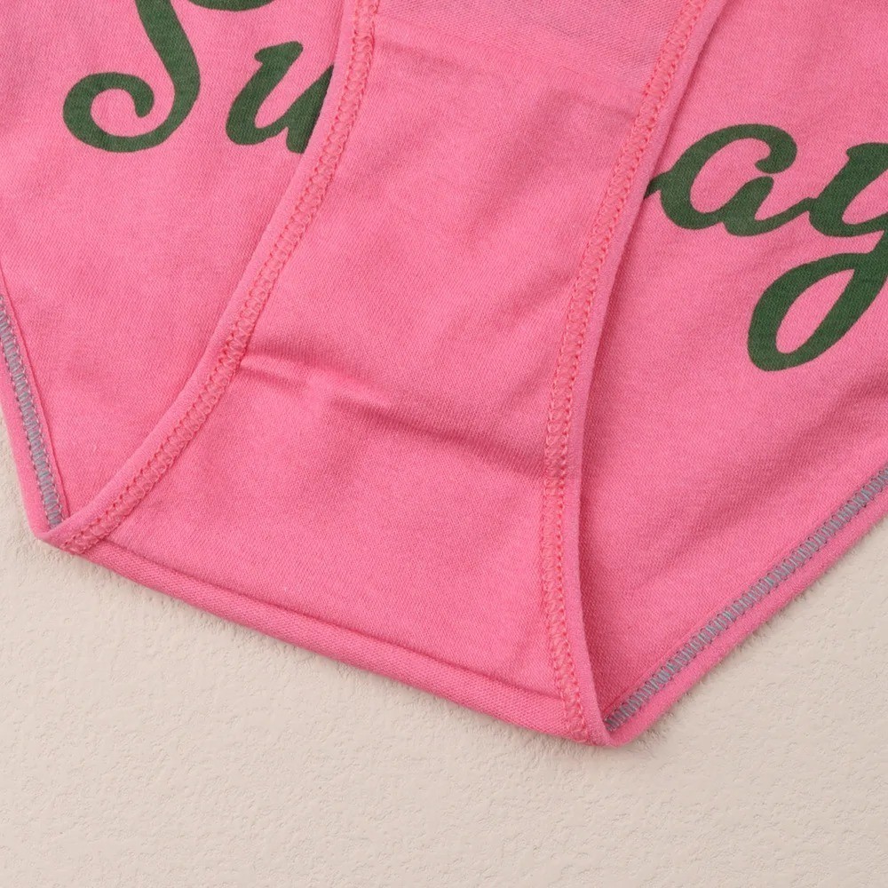 7 Pcs 7 Day Print Women Sexy Cotton Panties Week Briefs Female Comfort Underwear
