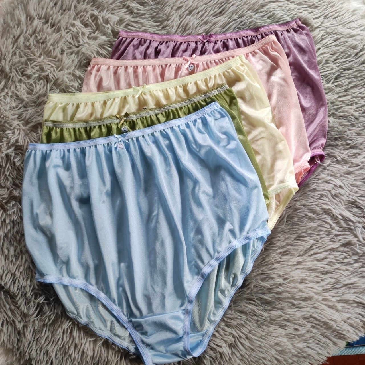 5 Big Underwear Granny panties Soft Silky Nylon Full Briefs Woman Waist 42″-50″