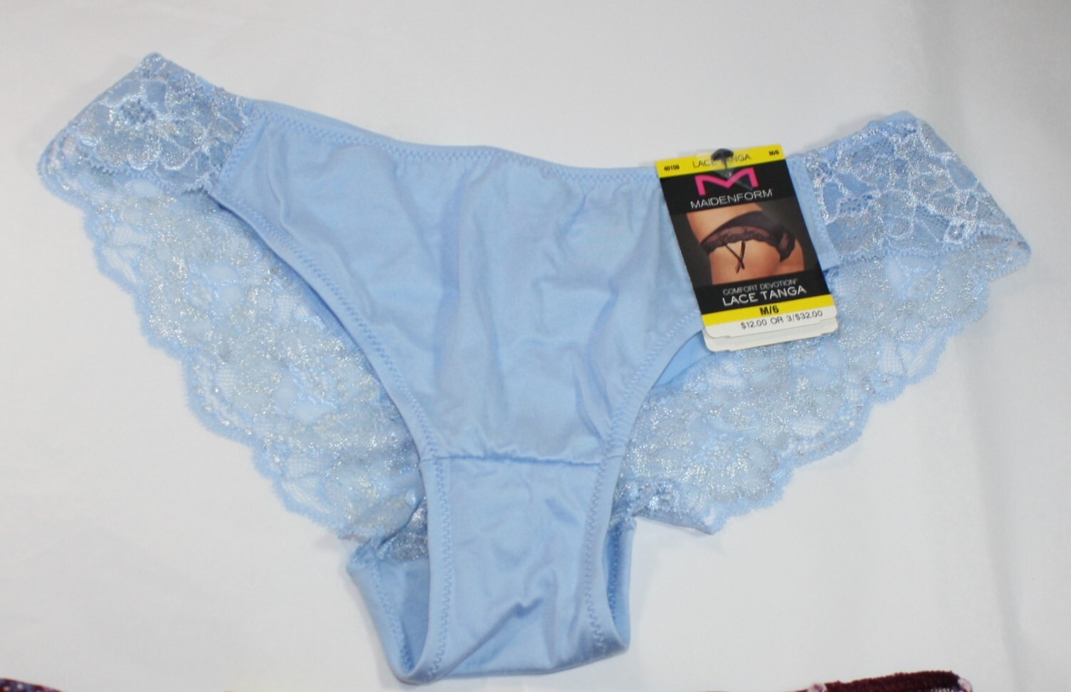 NWT set of 3 MAIDENFORM comfort devotion LACE TANGA BLUE solid WINE FORAL M/6